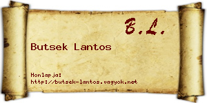 Butsek Lantos névjegykártya
